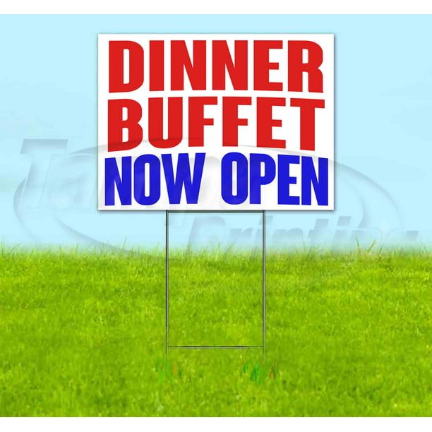 Two - 24/" x 18/" Yard Signs with Metal Stakes Dining Room Open 2 Pack